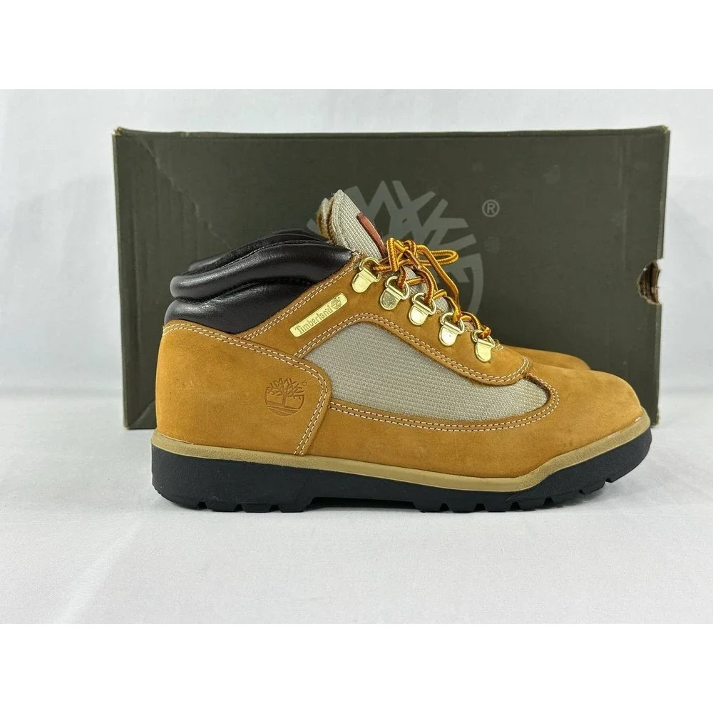 Timberland Field Boots Boys Size 5.5 Wheat Nubuck Leather Hiking 15945